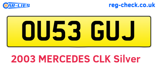 OU53GUJ are the vehicle registration plates.
