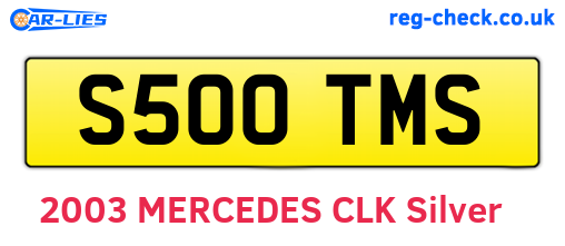 S500TMS are the vehicle registration plates.