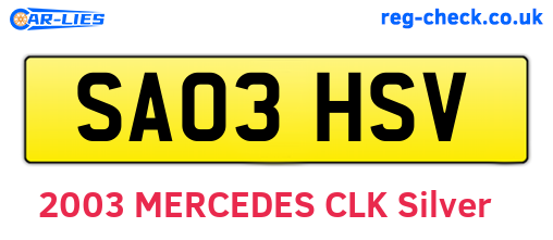 SA03HSV are the vehicle registration plates.