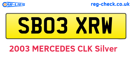 SB03XRW are the vehicle registration plates.