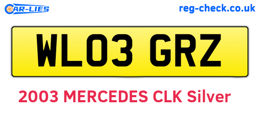 WL03GRZ are the vehicle registration plates.