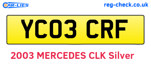 YC03CRF are the vehicle registration plates.