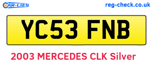YC53FNB are the vehicle registration plates.