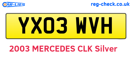YX03WVH are the vehicle registration plates.