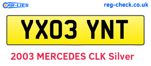 YX03YNT are the vehicle registration plates.
