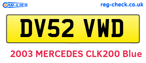 DV52VWD are the vehicle registration plates.