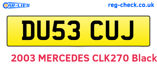 DU53CUJ are the vehicle registration plates.