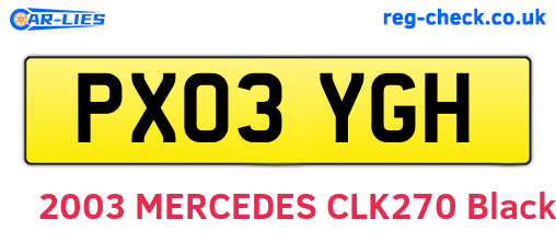 PX03YGH are the vehicle registration plates.