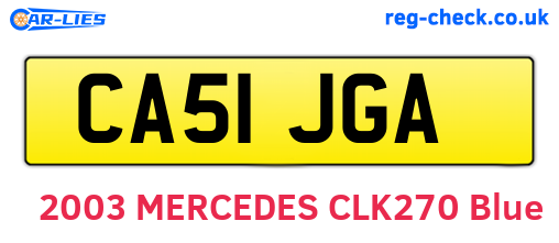 CA51JGA are the vehicle registration plates.