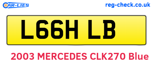 L66HLB are the vehicle registration plates.