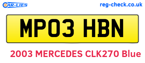 MP03HBN are the vehicle registration plates.