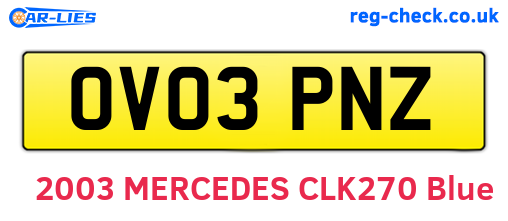 OV03PNZ are the vehicle registration plates.