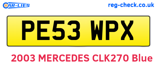 PE53WPX are the vehicle registration plates.