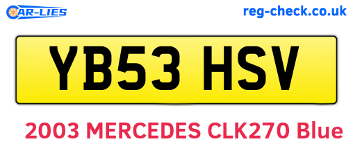 YB53HSV are the vehicle registration plates.