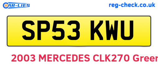 SP53KWU are the vehicle registration plates.