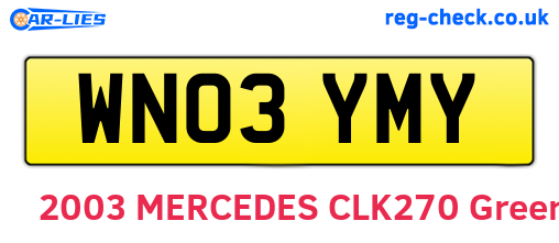 WN03YMY are the vehicle registration plates.