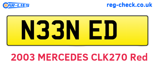 N33NED are the vehicle registration plates.