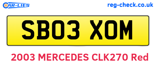 SB03XOM are the vehicle registration plates.