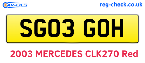 SG03GOH are the vehicle registration plates.