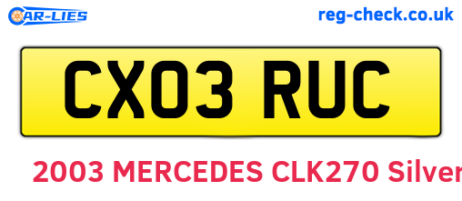 CX03RUC are the vehicle registration plates.