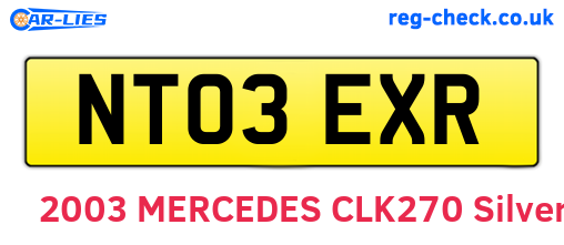 NT03EXR are the vehicle registration plates.