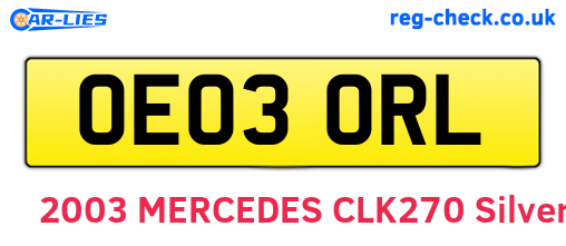 OE03ORL are the vehicle registration plates.