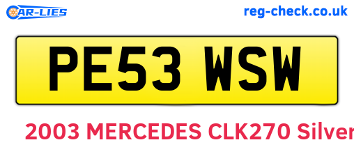 PE53WSW are the vehicle registration plates.