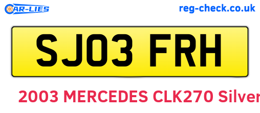 SJ03FRH are the vehicle registration plates.