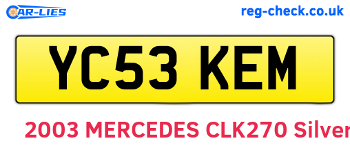 YC53KEM are the vehicle registration plates.