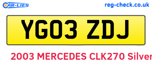 YG03ZDJ are the vehicle registration plates.