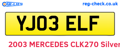 YJ03ELF are the vehicle registration plates.