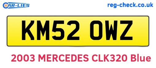 KM52OWZ are the vehicle registration plates.
