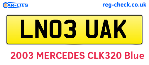 LN03UAK are the vehicle registration plates.