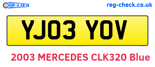 YJ03YOV are the vehicle registration plates.