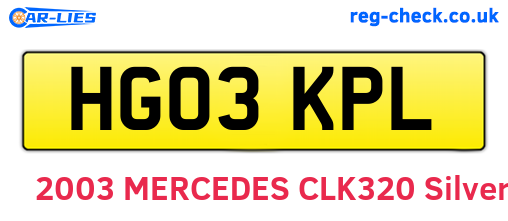 HG03KPL are the vehicle registration plates.
