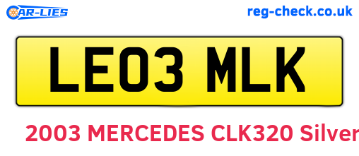 LE03MLK are the vehicle registration plates.