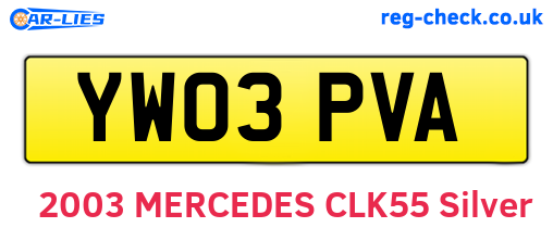 YW03PVA are the vehicle registration plates.