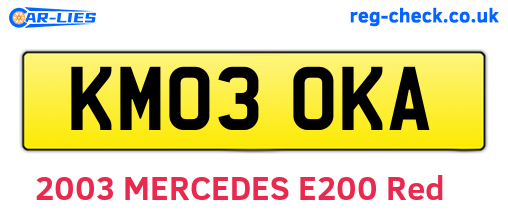KM03OKA are the vehicle registration plates.