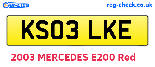 KS03LKE are the vehicle registration plates.