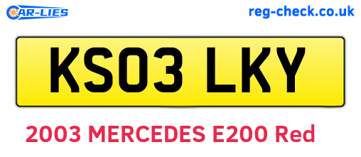 KS03LKY are the vehicle registration plates.