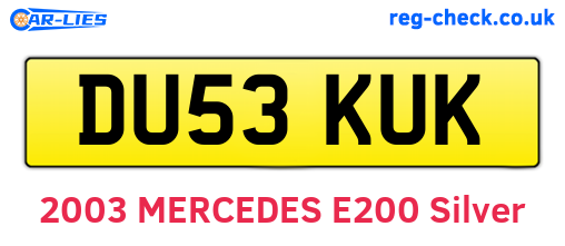 DU53KUK are the vehicle registration plates.
