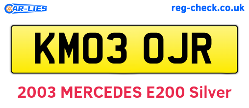 KM03OJR are the vehicle registration plates.