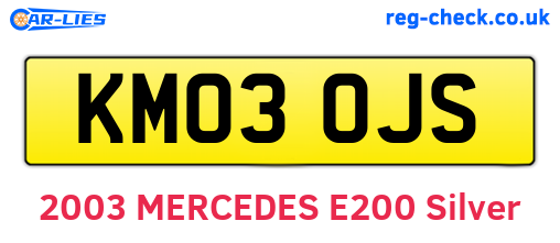 KM03OJS are the vehicle registration plates.