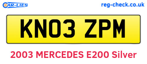 KN03ZPM are the vehicle registration plates.