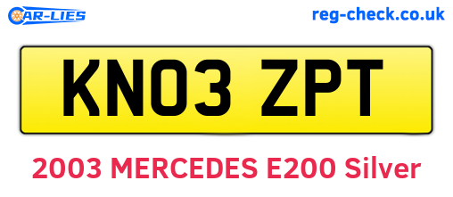 KN03ZPT are the vehicle registration plates.