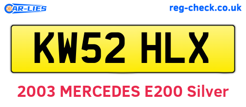 KW52HLX are the vehicle registration plates.