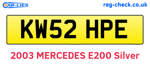 KW52HPE are the vehicle registration plates.