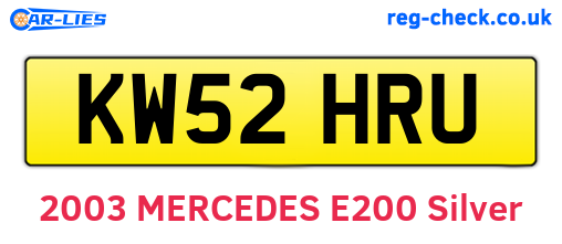KW52HRU are the vehicle registration plates.