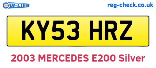 KY53HRZ are the vehicle registration plates.