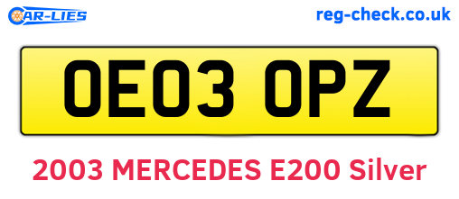OE03OPZ are the vehicle registration plates.